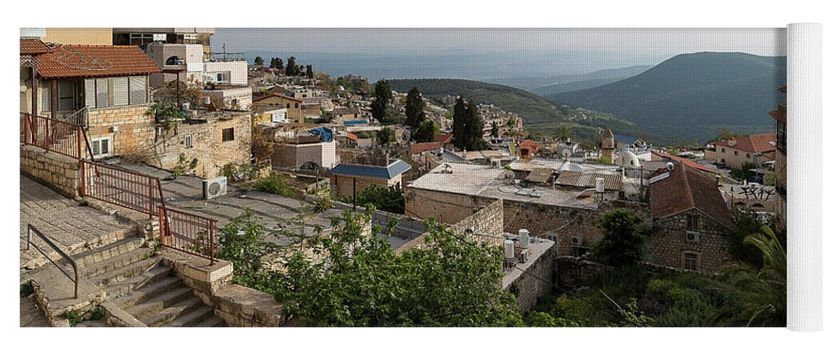 Photography Yoga Mat featuring the photograph View Of Houses In A City, Safed Zfat #1 by Panoramic Images