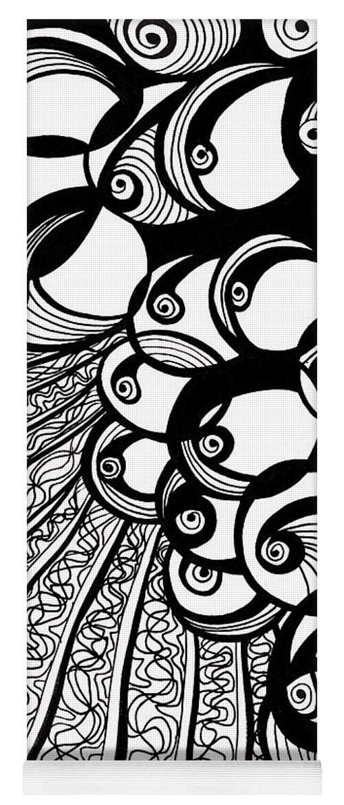 Vineyard Drawings Yoga Mat featuring the drawing Vineyard Black and White #1 by Lynellen Nielsen