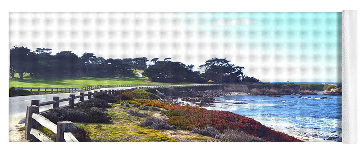 Golf Course Yoga Mat featuring the digital art 17 Mile Drive Shore Line II by Barbara Snyder