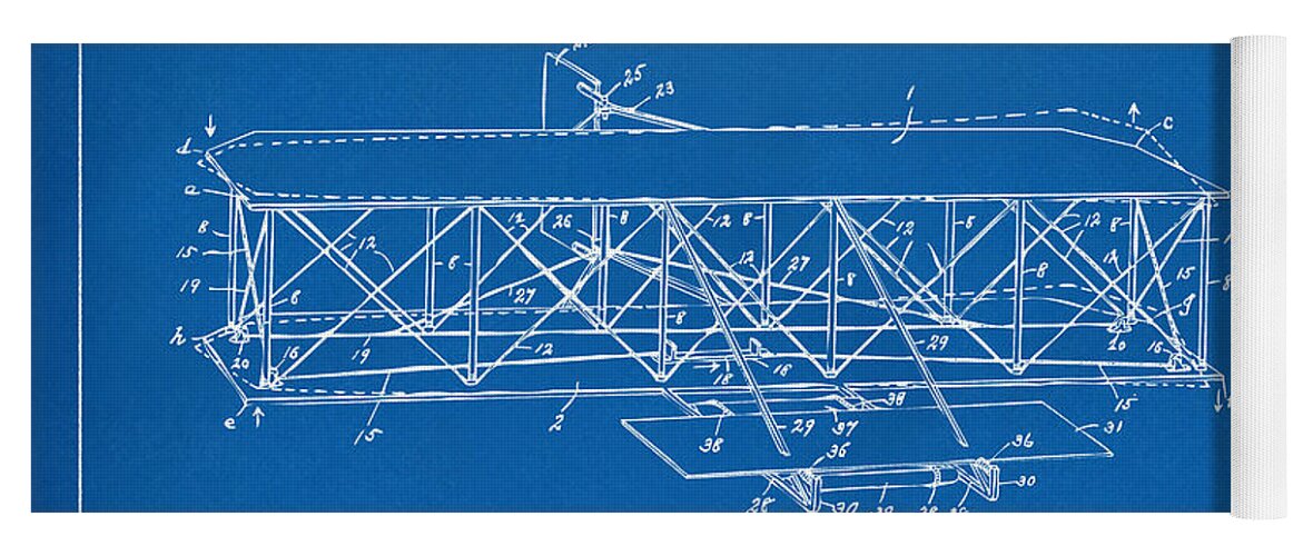 Wright Brothers Yoga Mat featuring the digital art 1906 Wright Brothers Flying Machine Patent Blueprint by Nikki Marie Smith