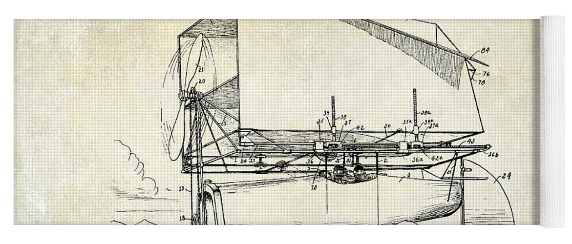 1919 Airship Patent Drawing Yoga Mat featuring the drawing 1919 Airship Patent Drawing by Jon Neidert