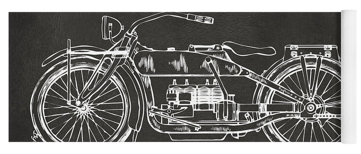 Harley Yoga Mat featuring the digital art 1919 Motorcycle Patent Artwork - Gray by Nikki Marie Smith