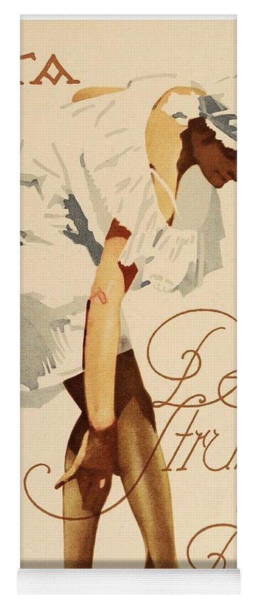 1920 Yoga Mat featuring the digital art 1920 - Guta Stockings Advertisement - Ludwig Hohlwein - Color by John Madison