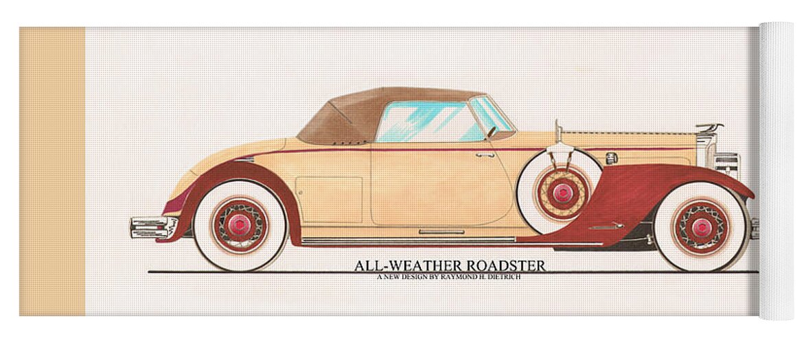 Car Art Yoga Mat featuring the painting 1932 Packard All Weather Roadster by Dietrich concept by Jack Pumphrey