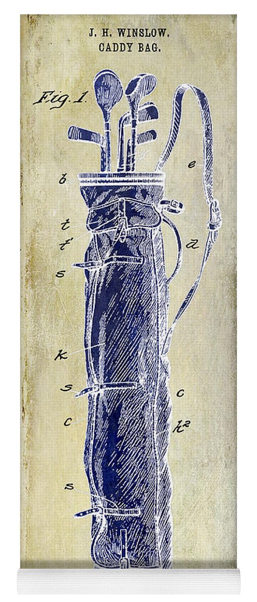 Golf Bag Yoga Mat featuring the photograph 1933 Golf Bag Patent Drawing 2 Tone by Jon Neidert