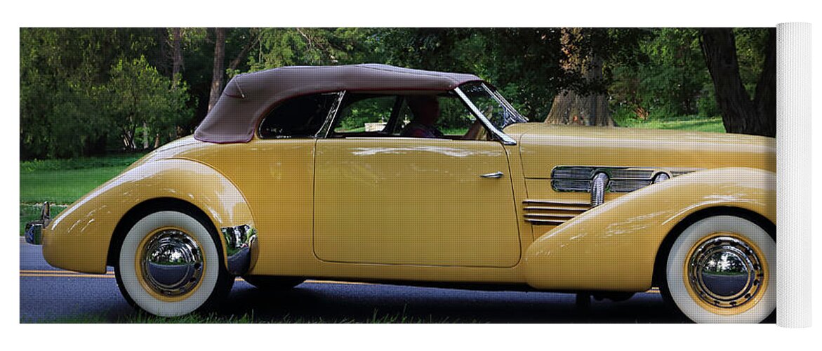 1937 Cord Yoga Mat featuring the photograph 1937 Cord convertible by Dennis Hedberg