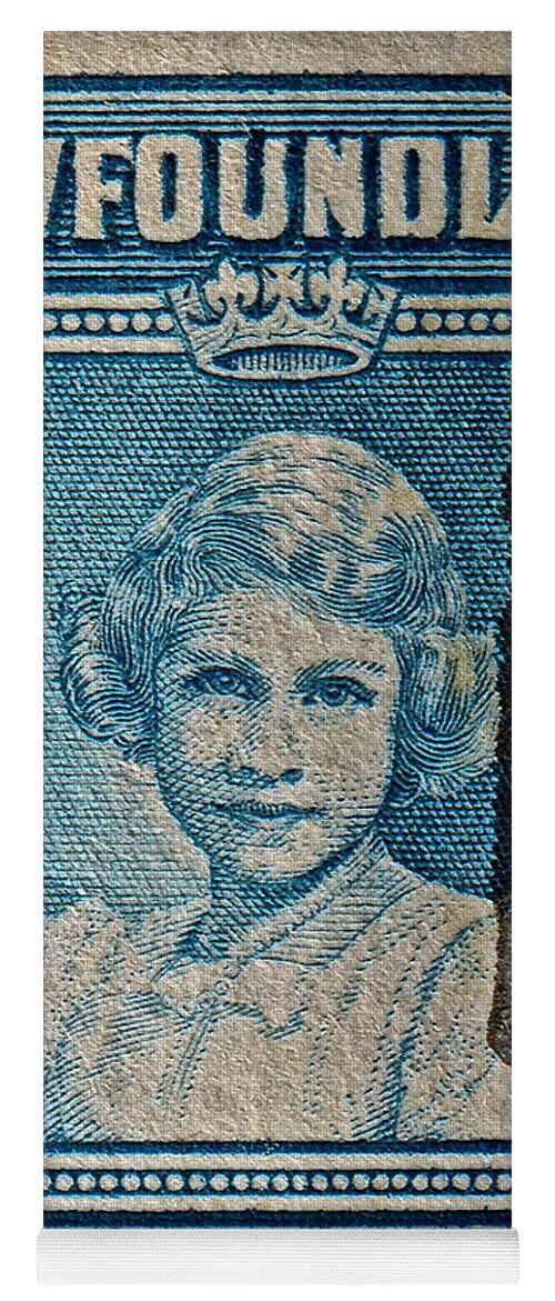 1938 Yoga Mat featuring the photograph 1938 Queen Elizabeth II Newfoundland Stamp by Bill Owen