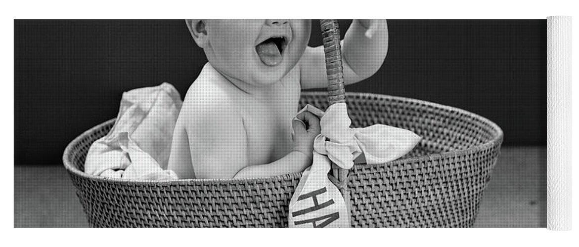 1940s Baby Sitting In Wicker Basket Yoga Mat by Vintage Images