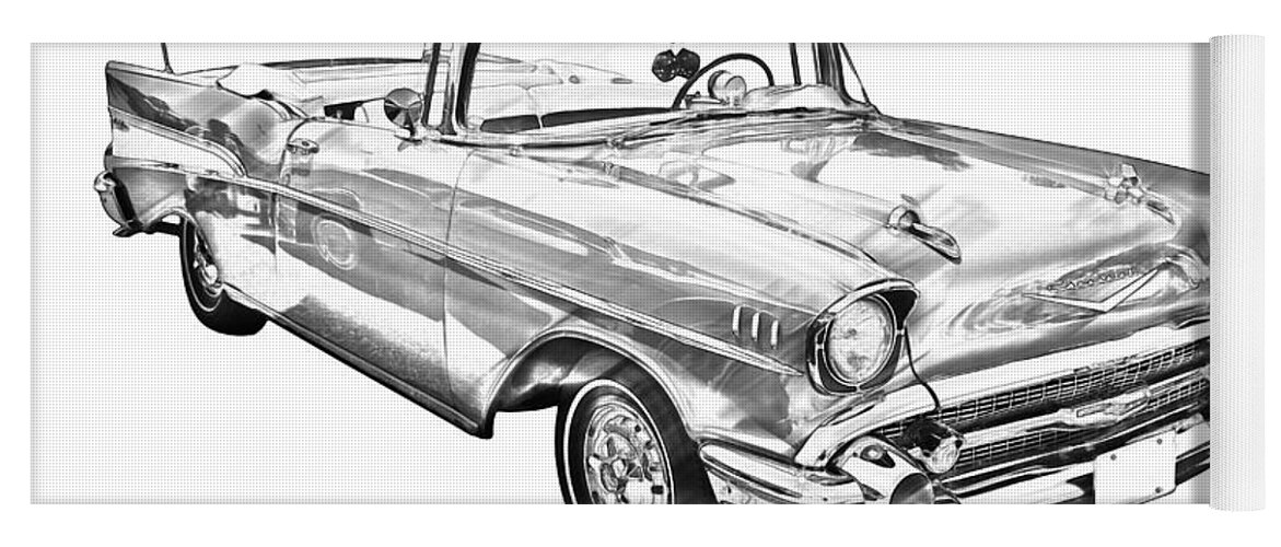 Automobile Yoga Mat featuring the photograph 1957 Chevrolet Bel Air Convertible Illustration by Keith Webber Jr