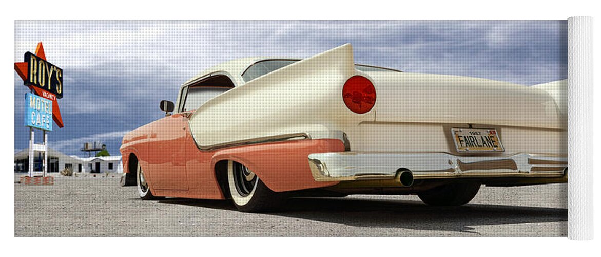 1957 Ford Yoga Mat featuring the photograph 1957 Ford Fairlane Lowrider by Mike McGlothlen