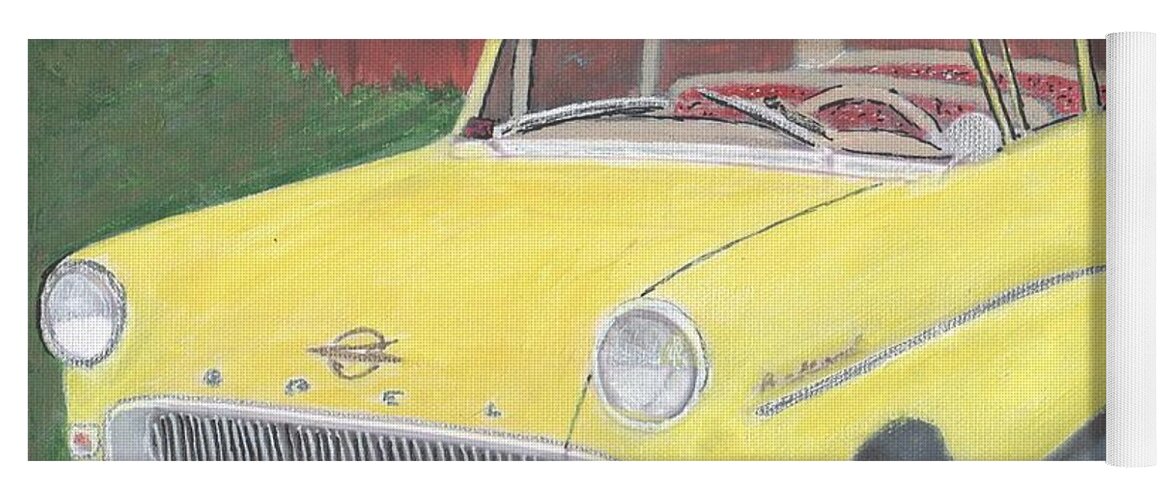 Car Yoga Mat featuring the painting 1960 Opel Rekord by Cliff Wilson