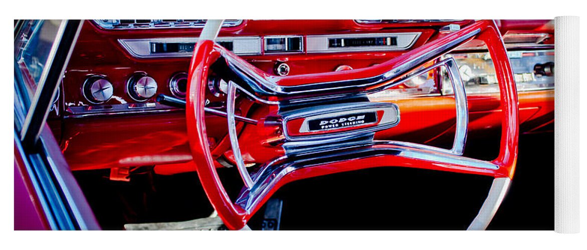 1961 Dodge Phoenix Yoga Mat featuring the photograph 1961 Dodge Phoenix Steering Wheel by Jill Reger