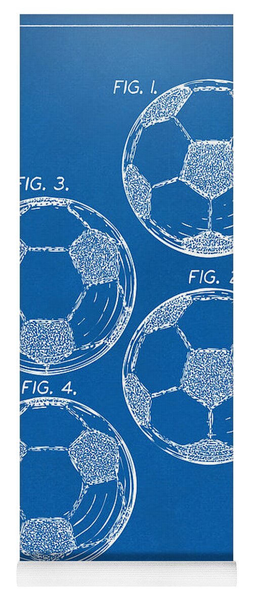 Soccer Yoga Mat featuring the digital art 1964 Soccerball Patent Artwork - Blueprint by Nikki Marie Smith