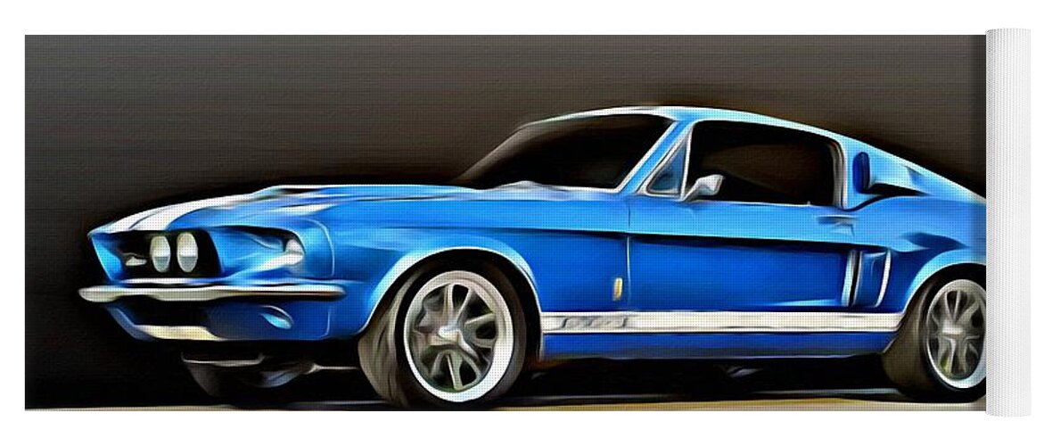 Car Yoga Mat featuring the painting 1967 Shelby Mustang GT500 by Florian Rodarte