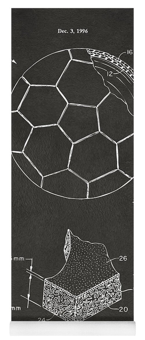 Soccer Yoga Mat featuring the digital art 1996 Soccerball Patent Artwork - Gray by Nikki Marie Smith
