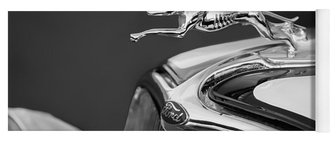 1933 Ford Hood Ornament Yoga Mat featuring the photograph 1933 Ford Hood Ornament - Grille Emblem #2 by Jill Reger