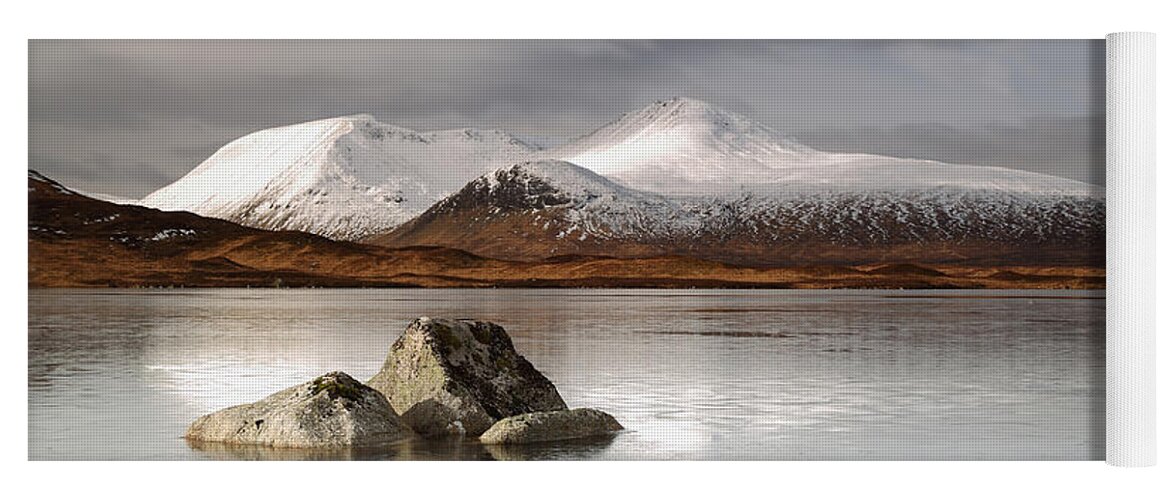 Black Mount Yoga Mat featuring the photograph Black Mount and Lochan na h-Achlaise #2 by Maria Gaellman