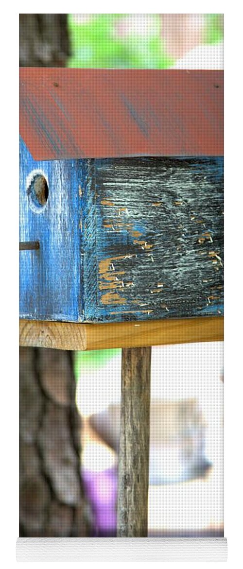 4565 Yoga Mat featuring the photograph Blue Birdhouse #2 by Gordon Elwell