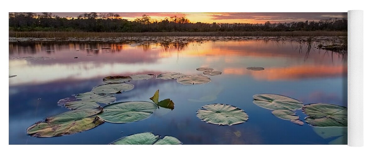Clouds Yoga Mat featuring the photograph Everglades at Sunset by Debra and Dave Vanderlaan