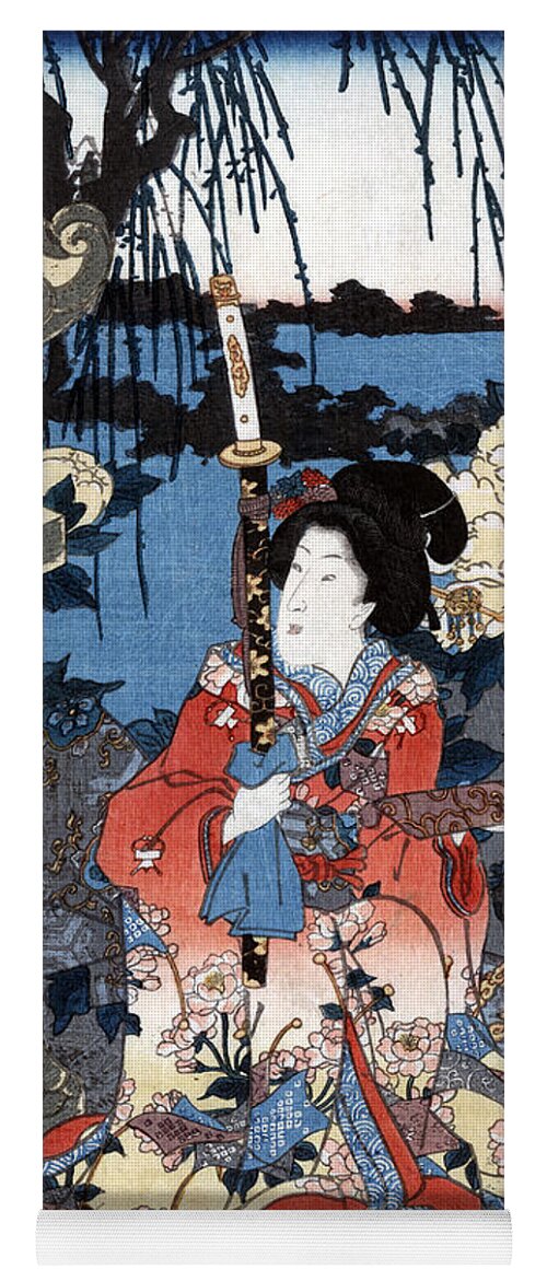 1850 Yoga Mat featuring the painting Japan Woman In Garden #2 by Granger