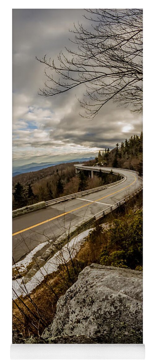 Road Yoga Mat featuring the photograph Linn Cove Viaduct During Winter Near Blowing Rock Nc #2 by Alex Grichenko