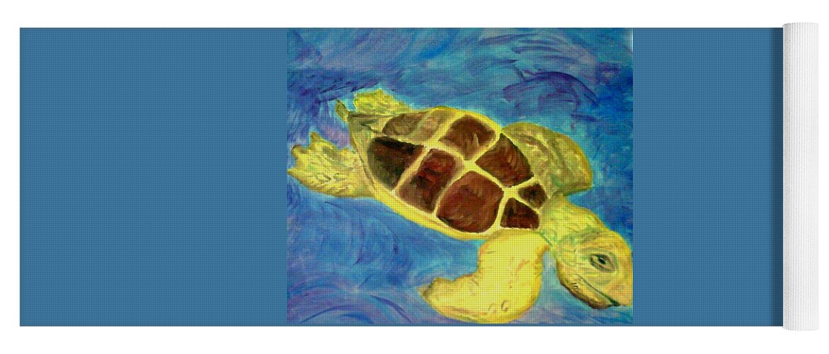 Loggerhead Turtle Yoga Mat featuring the painting Loggerhead Freed by Suzanne Berthier