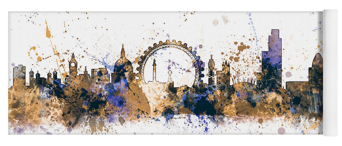 London Yoga Mat featuring the digital art London England Skyline #2 by Michael Tompsett