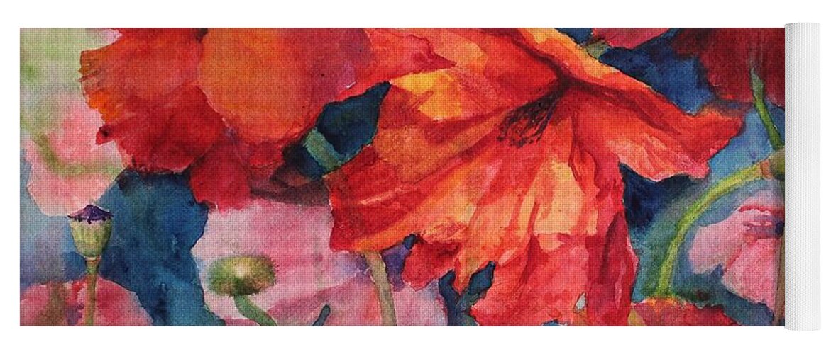 Flowers Yoga Mat featuring the painting Oriental Poppies by Ruth Kamenev