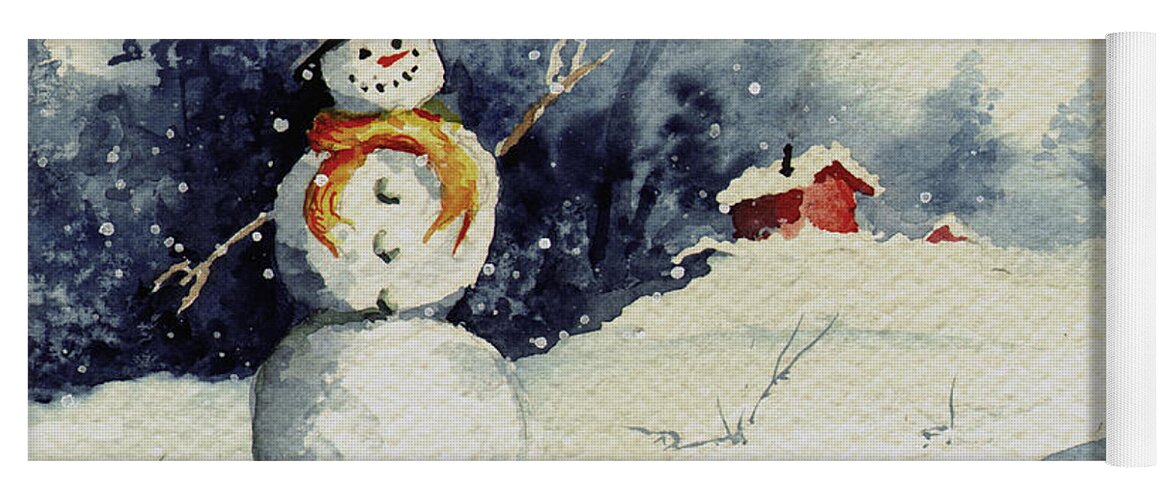 Snowman Yoga Mat featuring the painting Snowman #2 by Sam Sidders
