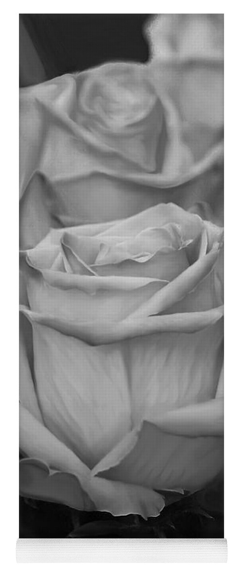 Rose Yoga Mat featuring the photograph Tea Roses In Black and White #2 by Jeanette C Landstrom