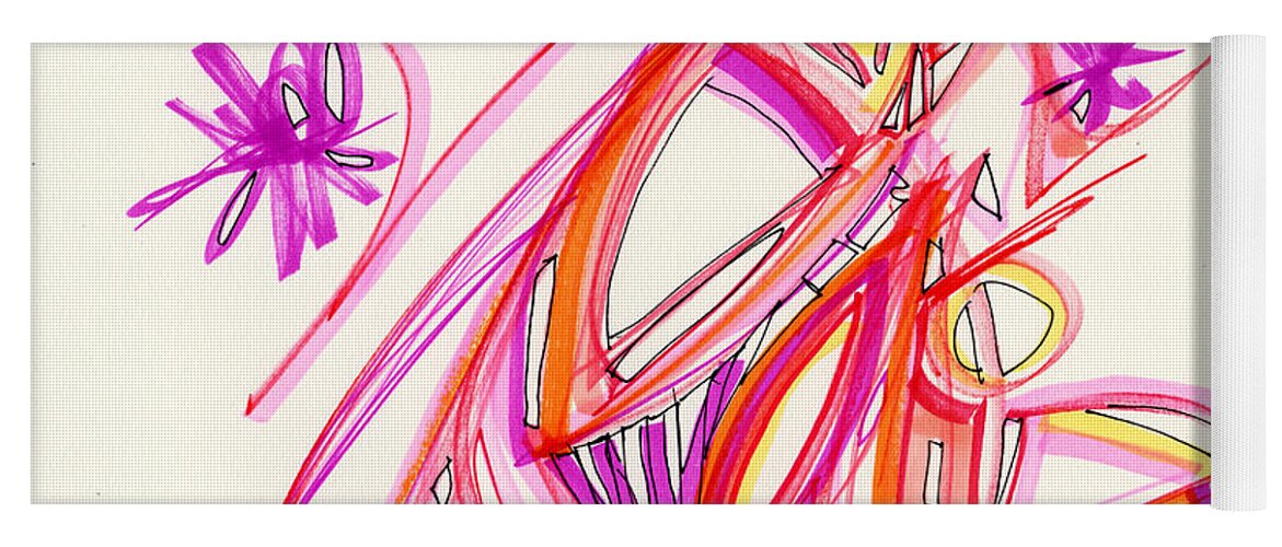 Abstract Yoga Mat featuring the drawing 2012 Drawing #30 by Lynne Taetzsch