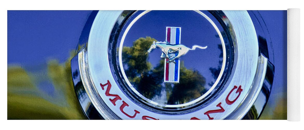 1965 Ford Mustang Yoga Mat featuring the photograph 1965 Shelby prototype Ford Mustang Emblem by Jill Reger