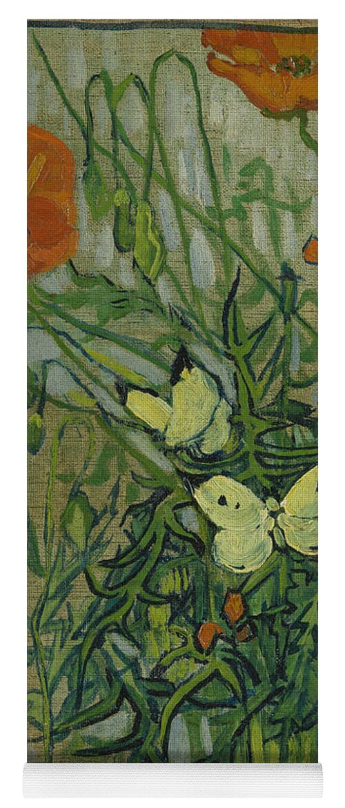 Butterflies And Poppies Yoga Mat featuring the painting Butterflies And Poppies #3 by Vincent Van Gogh