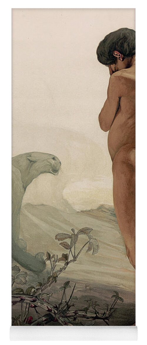 1903 Yoga Mat featuring the drawing Jungle Book, 1903 #1 by Edward and Maurice Detmold