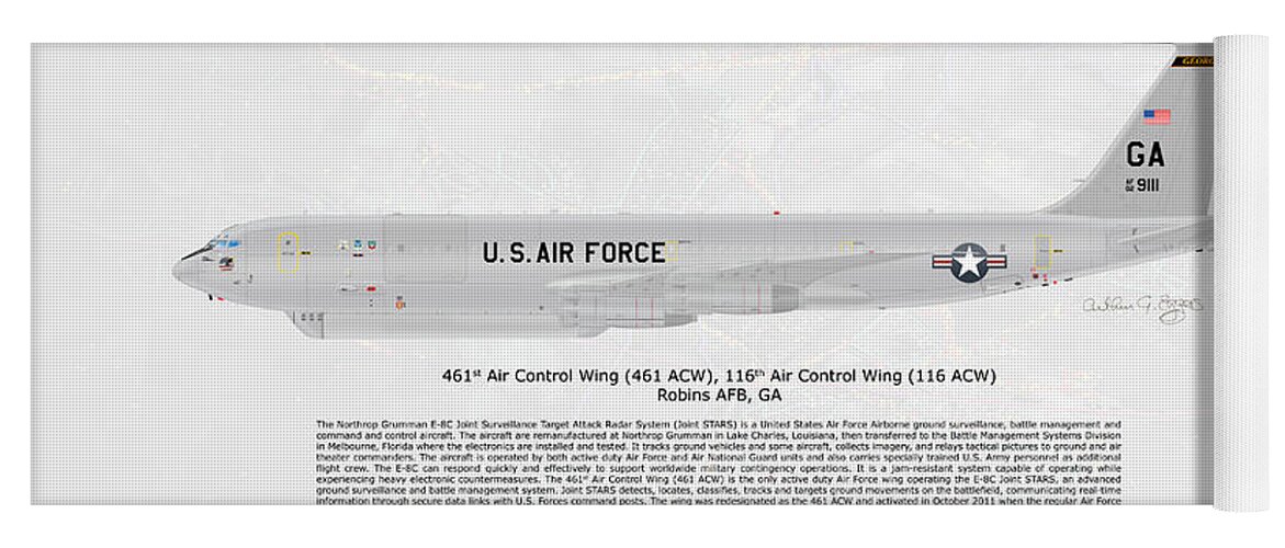 Northrop Grumman Yoga Mat featuring the digital art Northrop Grumman E-8C JSTARS #4 by Arthur Eggers