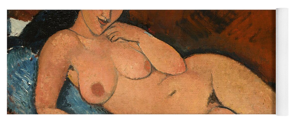 Amedeo Modigliani Yoga Mat featuring the painting Nude on a Blue Cushion #6 by Amedeo Modigliani