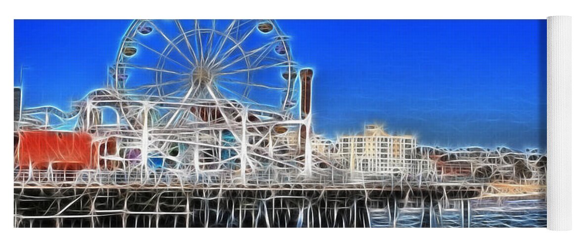 Amusement Park Ride Yoga Mat featuring the photograph Santa Monica Pier by Doc Braham