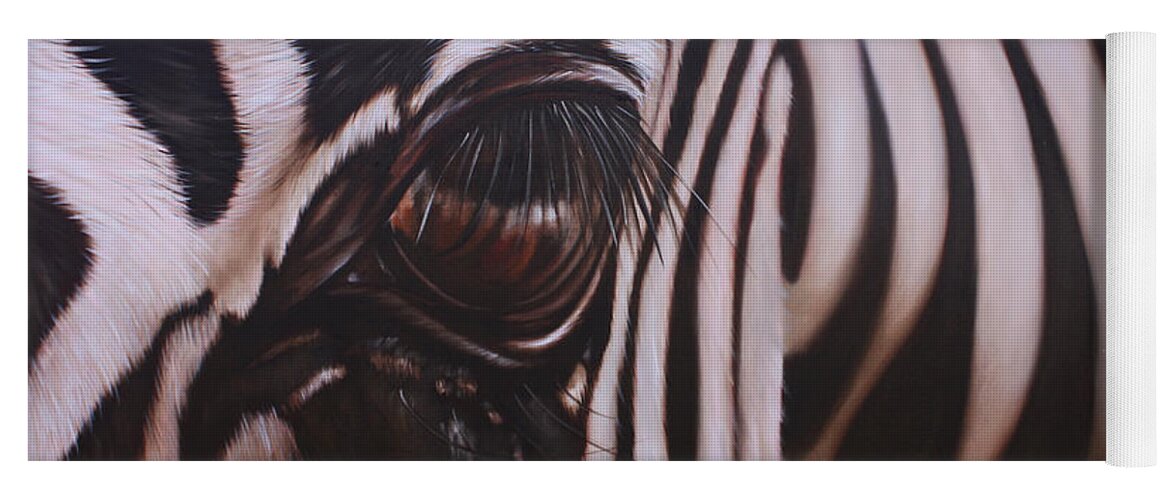 Zebra Yoga Mat featuring the painting Zebra by Ilse Kleyn