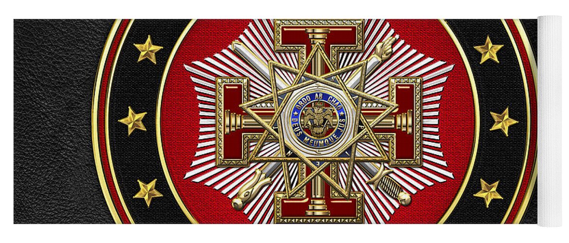 'scottish Rite' Collection By Serge Averbukh Yoga Mat featuring the digital art 33rd Degree - Inspector General Jewel on Black Leather by Serge Averbukh
