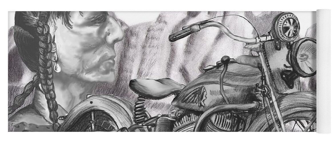Motorcycle Yoga Mat featuring the drawing 39 Scout by Terry Frederick