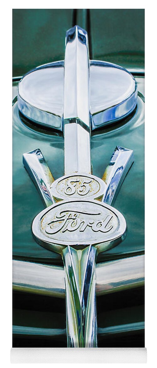 1937 Ford Pickup Truck V8 Emblem Yoga Mat featuring the photograph 1937 Ford Pickup Truck V8 Emblem #4 by Jill Reger