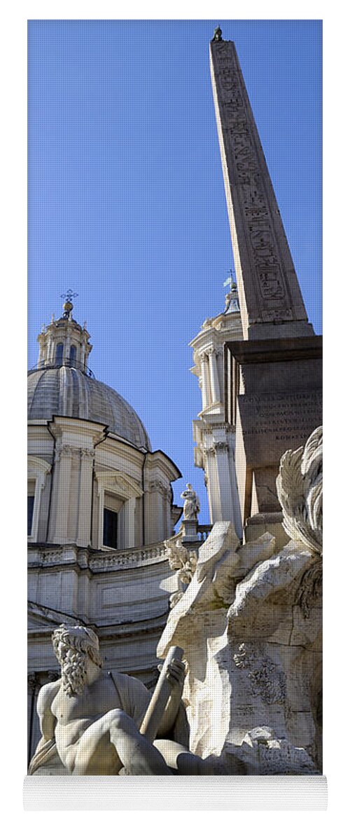 Piazza Navona Yoga Mat featuring the photograph 4 rivers Fountain by Bernini in Rome by Brenda Kean