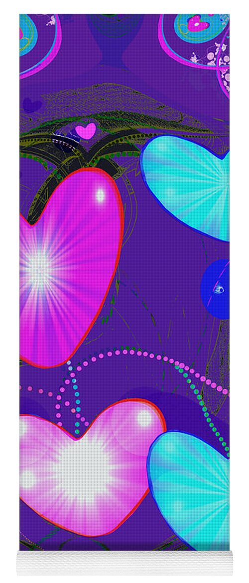 Abstract Yoga Mat featuring the painting 472 - Valentine Hearts ... by Irmgard Schoendorf Welch
