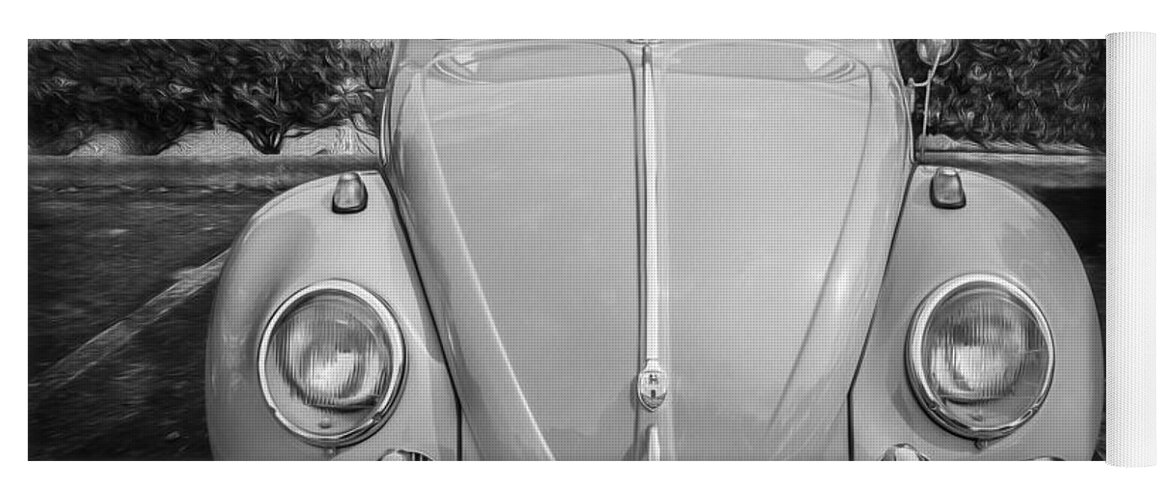 1962 Vw Yoga Mat featuring the photograph 1962 Volkswagen Beetle VW Bug BW #5 by Rich Franco