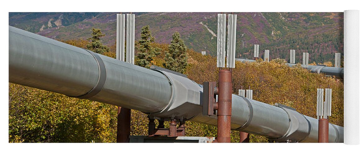 Nature Yoga Mat featuring the photograph Alaska Oil Pipeline #5 by Mark Newman