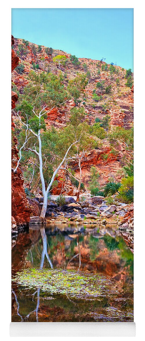 Serpentine Gorge Central Australia Northern Territory Outback Landscape Australian Gum Tree Water Hole Yoga Mat featuring the photograph Serpentine Gorge Central Australia #6 by Bill Robinson