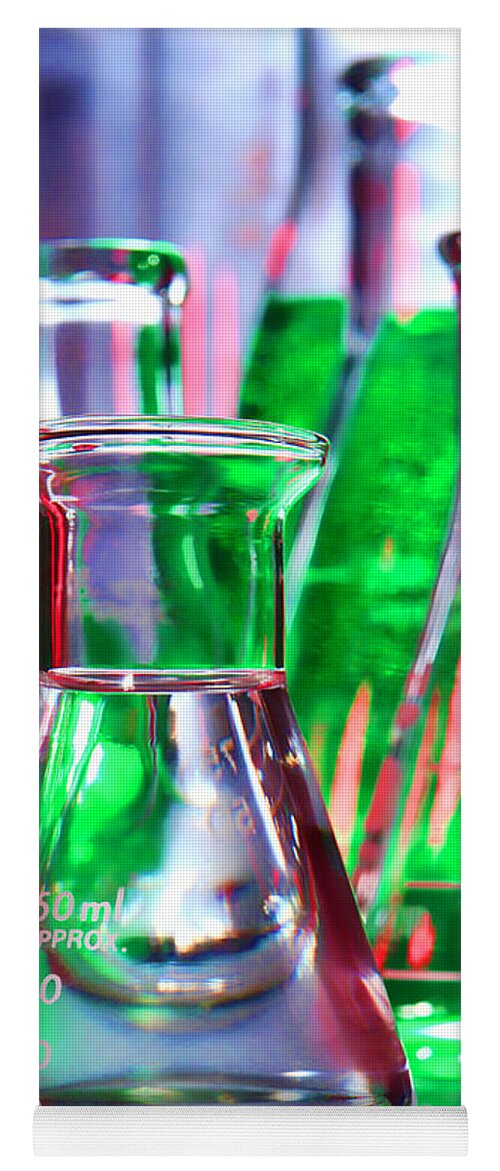 Flask Yoga Mat featuring the photograph Laboratory Equipment in Science Research Lab #54 by Science Research Lab