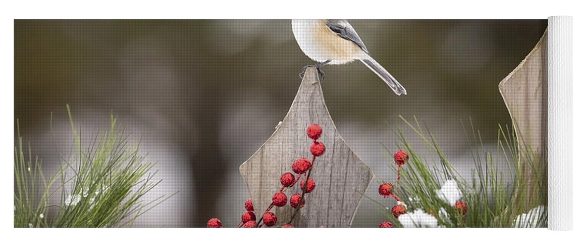 Adult Yoga Mat featuring the photograph Black-capped Chickadee #6 by Linda Arndt