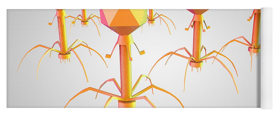 Artwork Yoga Mat featuring the photograph T4 Bacteriophage Virus, Illustration #6 by Ella Marus Studio