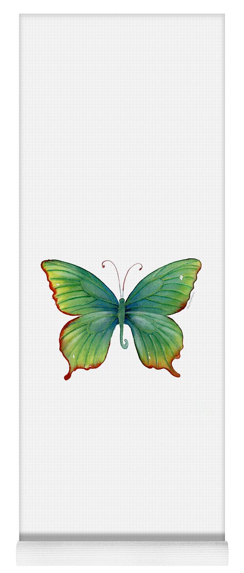 Butterfly Yoga Mat featuring the painting 74 Green Flame Tip Butterfly by Amy Kirkpatrick